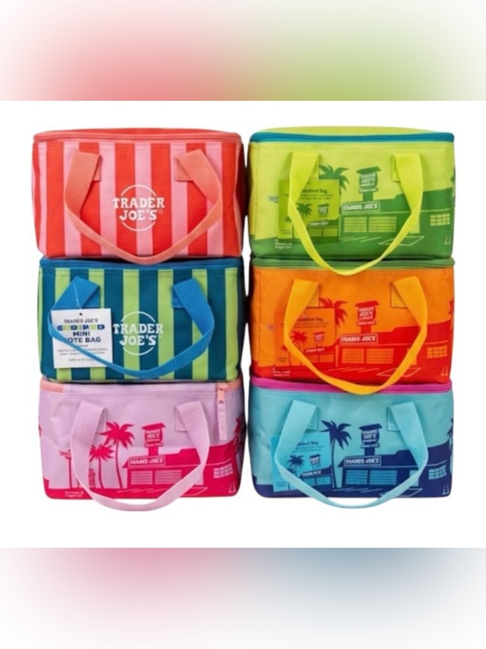 TRADER JOES SET OF SIX MINI INSULATED COOLER BAGS SUMMER 2026 NWT